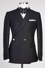 Newinlook Modern Black Peaked Lapel Wedding Suit for Men’s Celebrations