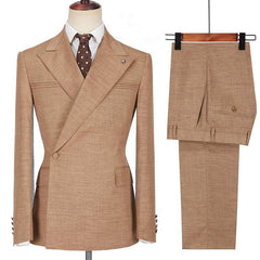 Newinlook Gentle Brown Peaked Lapel Prom Suit with Ruffles