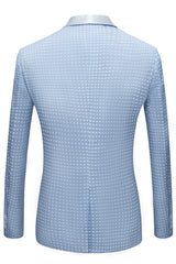 Newinlook Sky Blue Dot Wedding Suit with Shawl Lapel for Men’s Parties