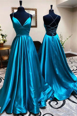 Newinlook Gorgeous Blue Spaghetti Strap Sweetheart Evening Dress Long