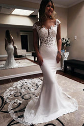 Cap Sleeves Wedding Dresses Mermaid Long Online