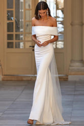 Off the Shoulder Strapless Mermaid Long Formal Dress With Tulle