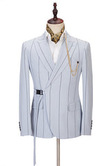 Newinlook Popular Slim Fit Striped Formal Dinner Suit with Peaked Lapel