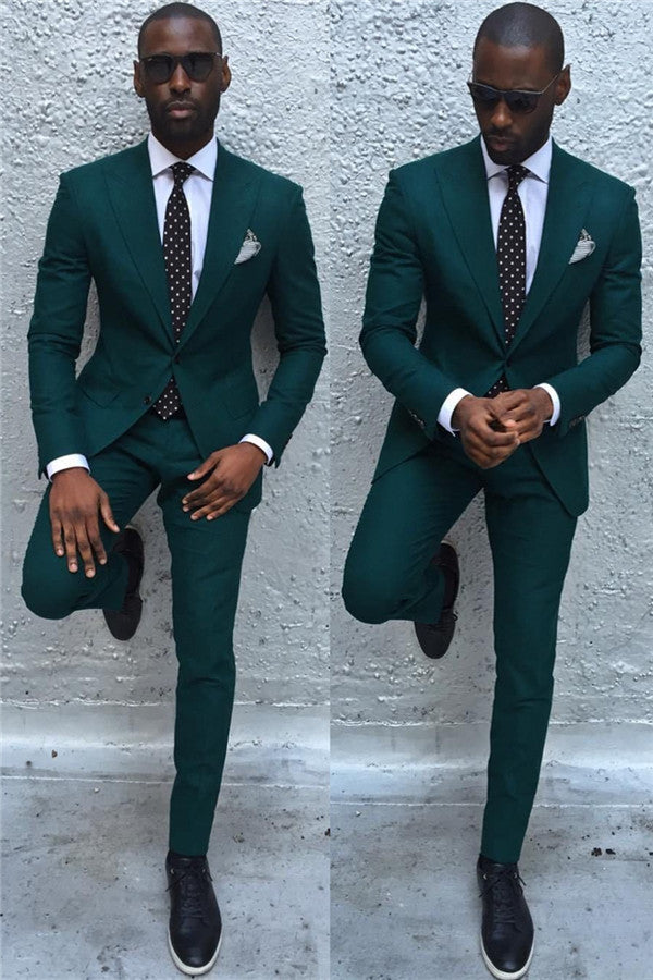 Newinlook Classic Dark Green Peaked Lapel Formal Dinner Suit for Men