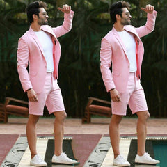 Newinlook Handsome Pink One-Button Tuxedo Suit with Notched Lapel for Wedding
