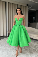 Newinlook Sweetheart Green Short Evening Dress A-Line With Pockets