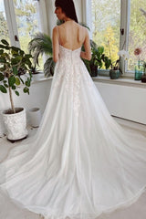 Charming Garden Spaghetti Straps A-Line Lace Bridal Gown