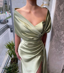 Chic Floor-Length Portrait A-Line Satin Prom Dress with Flirty Ruffles