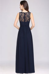 Vintage A-Linien-Abendkleid aus Chiffon, ärmellos, lang, mit Spitze, online erhältlich