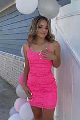 Esme Bodycon Scoop-Neck Sequined Homecoming Dress