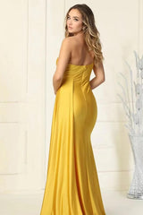 Newinlook Basics Long Elegant Yellow One Shoulder Mermaid Evening Dress