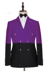 Newinlook Handsome Purple Double-Breasted Wedding Tuxedo with Peaked Lapel
