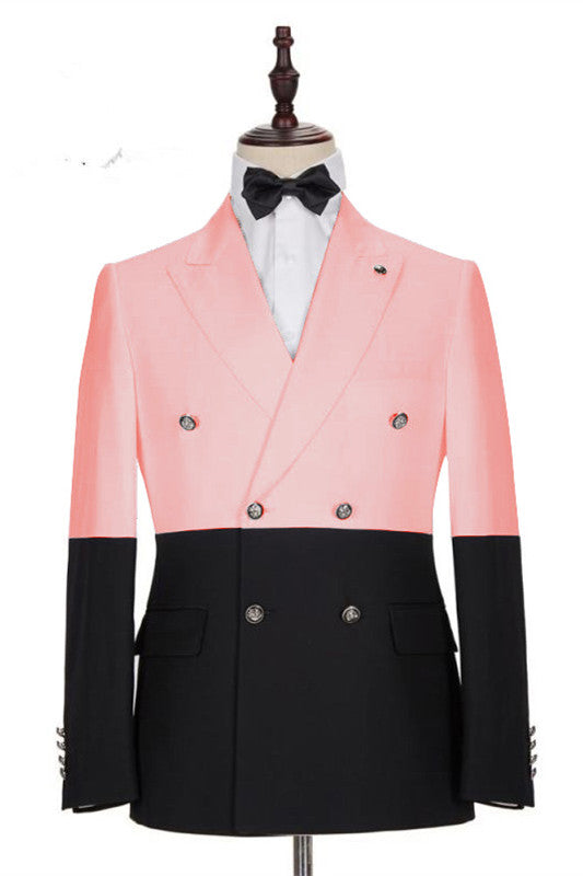 Newinlook Handsome Pink Double-Breasted Blazer for Groom