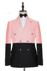 Newinlook Handsome Pink Double-Breasted Blazer for Groom