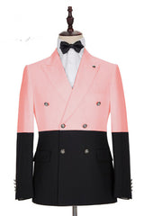 Newinlook Handsome Pink Double-Breasted Blazer for Groom