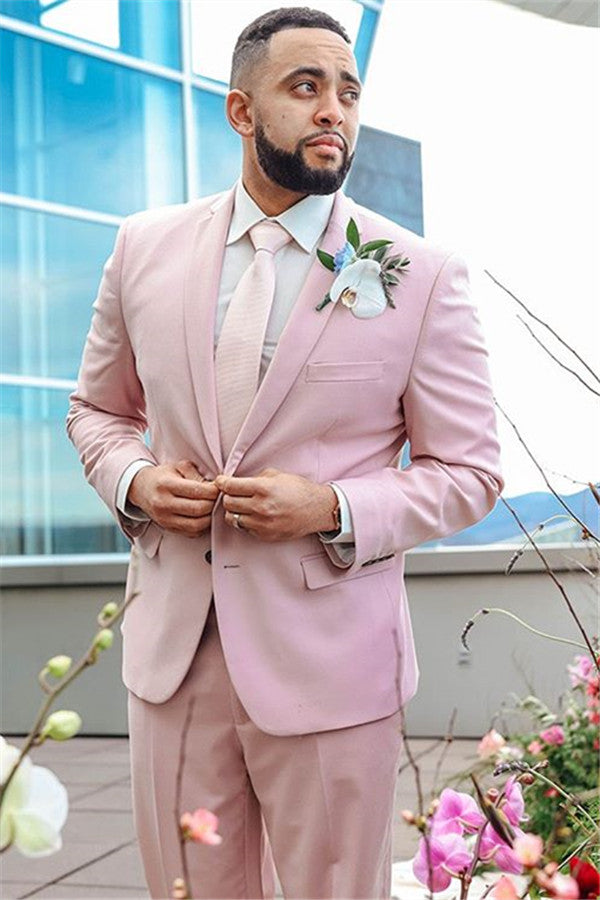 Newinlook Pink Notched Lapel Dinner Prom Suits, Two Pieces for Guys Slim Fit