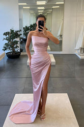 Newinlook Sleeveless Mermaid Strapless Long Slit Evening Dress