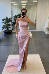 Newinlook Sleeveless Mermaid Strapless Long Slit Evening Dress