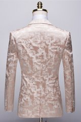 Newinlook Popular Champagne Pink Printed Prom Suit with Notched Lapel