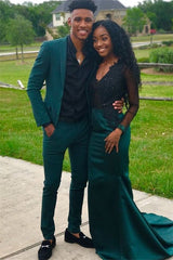 Newinlook Dark Green Dinner Prom Suit - New Arrivals, 2-Piece with Notch Lapel