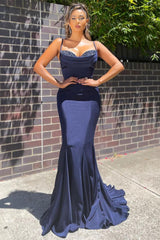 Long Spaghetti Strap Sleeveless Mermaid Ruffles Formal Dress With Beadings