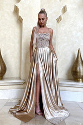 Newinlook String Long Evening Dress With Slit