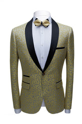 Newinlook Glamorous Shawl Lapel Suit with Gold Jacquard for Groom's Reception