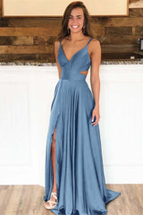 Newinlook Spaghetti-Straps Long Evening Dress Split