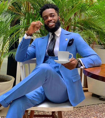 Newinlook Gentle Blue Three-Piece Designer Wedding Suit for Men