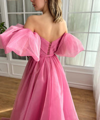 Newinlook Dreamy Princess Puff Sleeves Split Evening Dress
