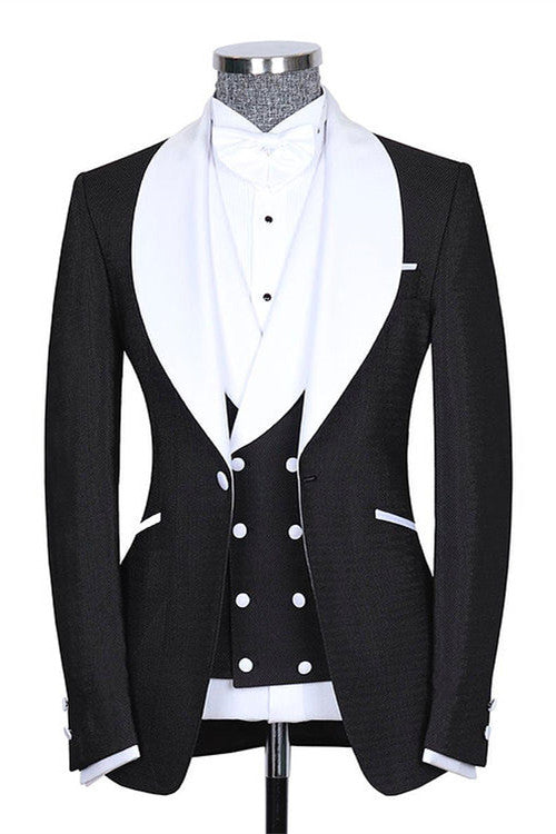 Newinlook New Beach Wedding Suit with Black Shawl Lapel for Groom