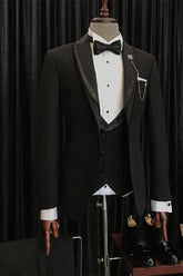 Newinlook Benjamin Black Wedding Suit with Sparkling Peaked Lapel