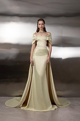 Off the Shoulder Sleeveless Long Mermaid Formal Dress With Pleated