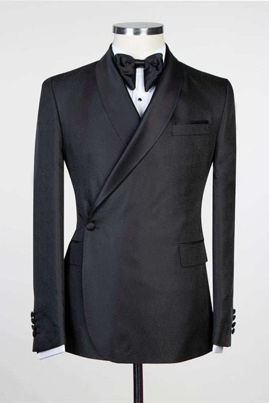 Newinlook Glamorous Black Wedding Suit with Shawl Lapel for Groom