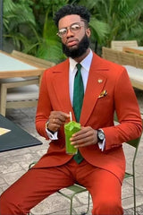 Newinlook Stylish Gray Striped Three-Piece Prince Suit with Peaked Lapel for Wedding