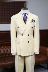 Newinlook Gentle Double-Breasted Striped Groom Suit for Prom