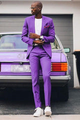 Newinlook Elegant Purple Homecoming Prom Suit with Notched Lapel for Men
