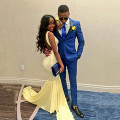 Newinlook Royal Blue Black Lapel Wedding Suits - Best 2 Pieces for Groom 2024 with One Button