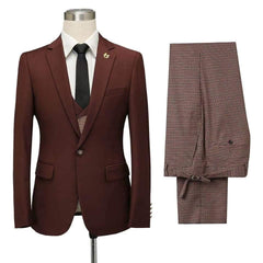 Newinlook Fashionable Burgundy Fitted Wedding Suit with Notched Lapel for Men’s Parties