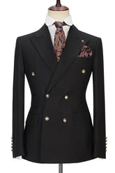 Newinlook Black Double-Breasted Wedding Blazer with Peak Lapel