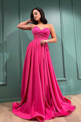 Newinlook Sweetheart Fuchsia Long Evening Dress With Split