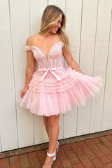 Sadie A-Line Tulle Tiered Short Homecoming Dress