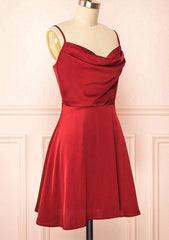 A-line Cowl Neck Sleeveless Charmeuse Homecoming Dress with Pleated Short/Mini Skirt