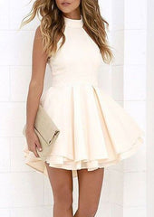 A-Line Halter Sleeveless Satin Homecoming Dress