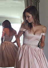 A-line Off-the-Shoulder Sleeveless Short/Mini Homecoming Dress With Beading Pleated