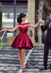 A-Line Princess Scoop Neck Homecoming Dress with Appliqued Beading