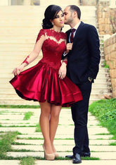 A-Line Princess Scoop Neck Homecoming Dress with Appliqued Beading