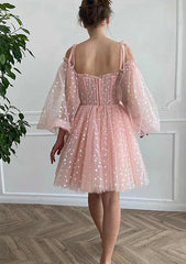 A-line Princess Sweetheart Homecoming Dress with Pleated Sequins