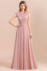 Elegant A-Line Sleeveless Dusty Rose Lace Bridesmaid Dress Online