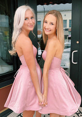 A-line Sweetheart Satin Homecoming Dress With Ruffles